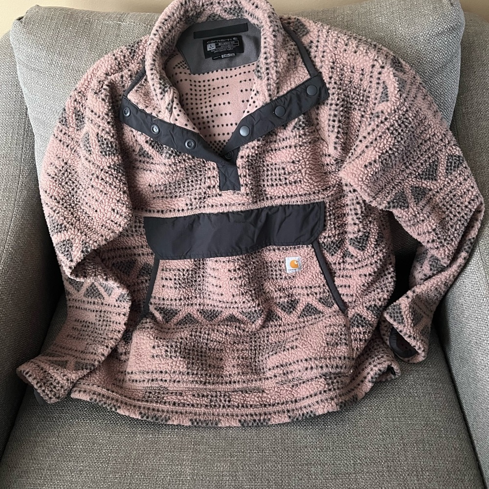 Carhartt Women’s Pullover Fleece in Pink and Gray